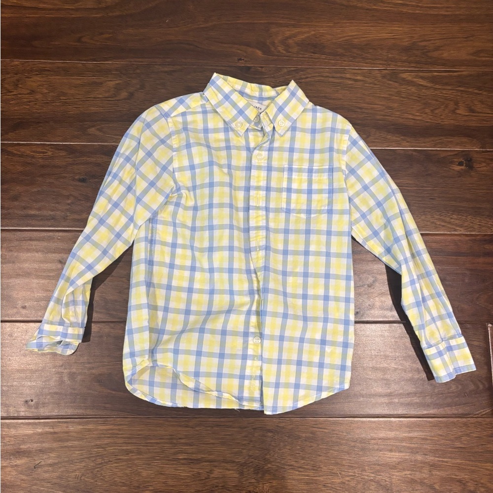 Yellow and Blue Plaid Men's Shirt